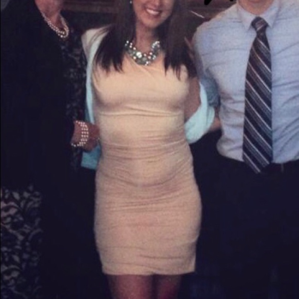 Beige Body Con Dress
